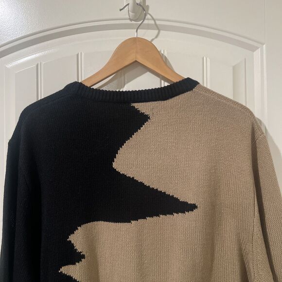 NOVA MEN Abstract Two-tone Men’s Long Sleeve Gold And Black Crew Neck Sweater XL - Picture 9 of 11